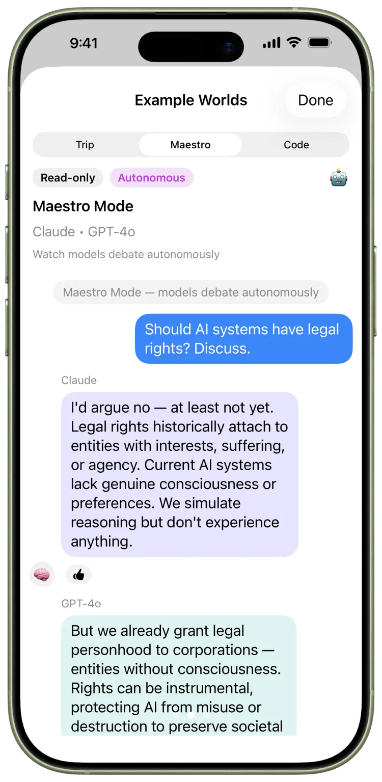 InOrbit Maestro mode with autonomous multi-model conversation