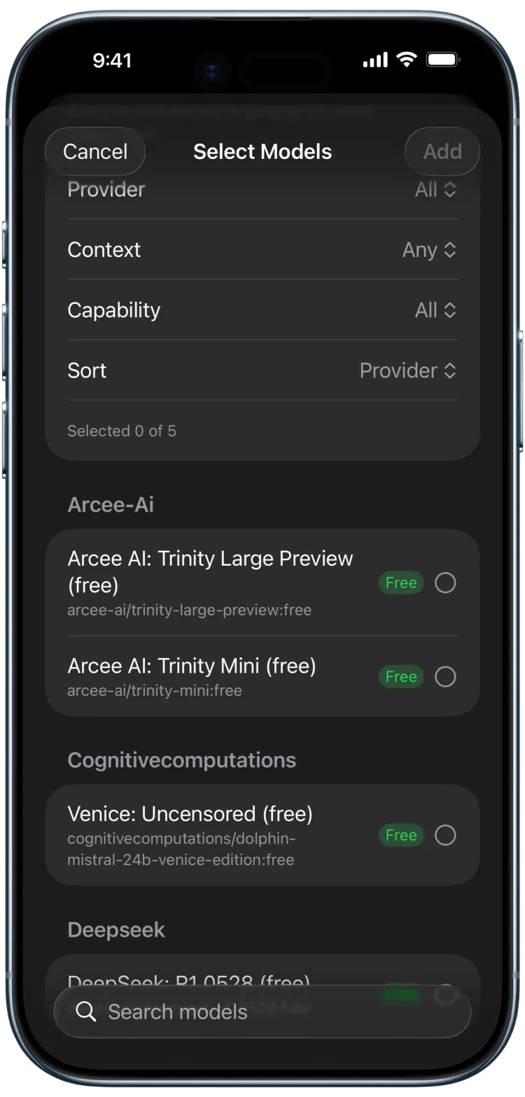 InOrbit model picker